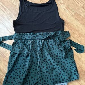 SHEIN Black and Green Polka Dot Jumpsuit